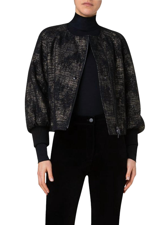 Akris Punto - Asymmetrical Denim Jacket with Gold Thread