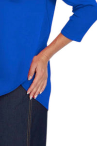 LIOR Zofi Round Neck Top in bright blue - women's t-shirt - detail view