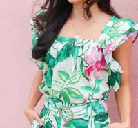 LAVENDER BROWN Kyra Top in green multi floral - women's blouse