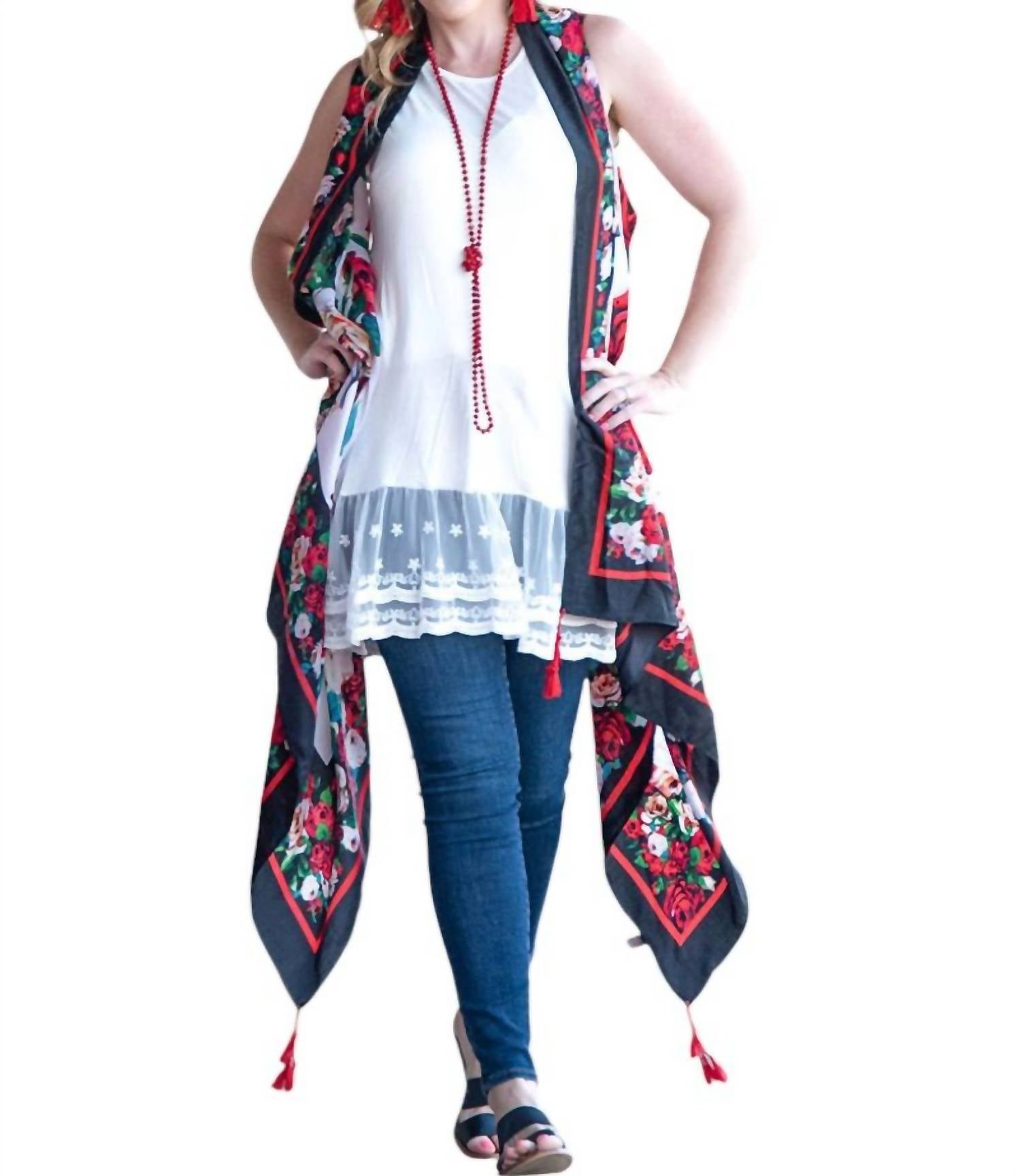 Southern Grace - Rose Vest with Tassels