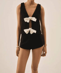 for Love & Lemons Bonnie Boucle Top in black - women's tank top