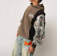 Loiter Splinter Camo Oversized Hoodie in brown - men's shirt - detail view