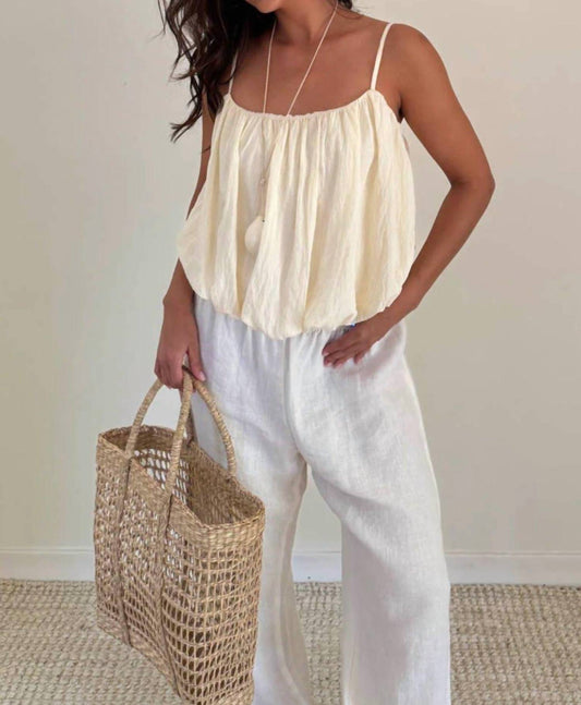 Et Clet - Bubble Hem Spaghetti Strap Backless Top