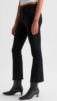 AG Jeans Farrah Boot Crop Jeans in sulfur black - women's jeans - detail view