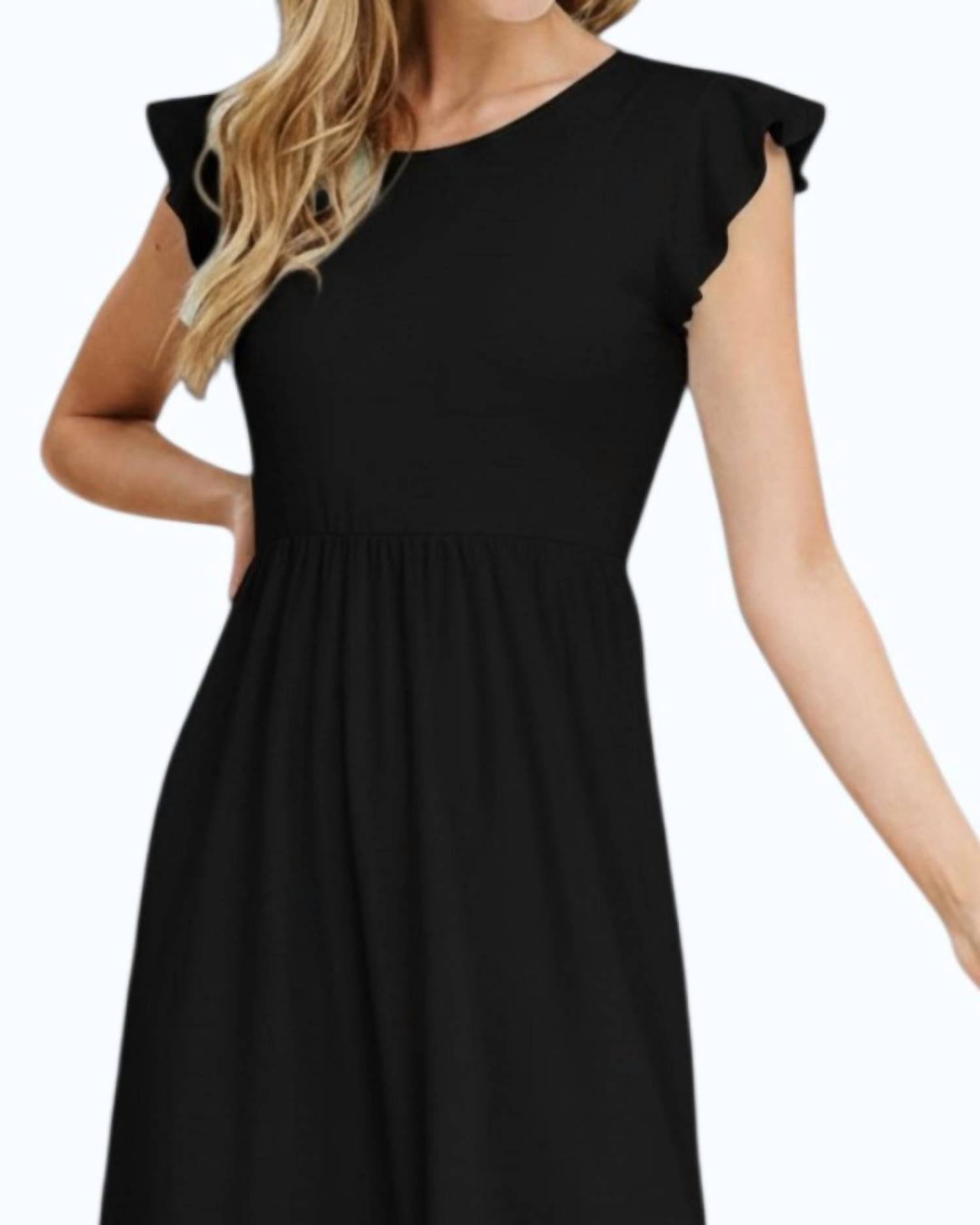 Reborn J - Buttery Soft Solid Ruffled Cap Sleeve Dress