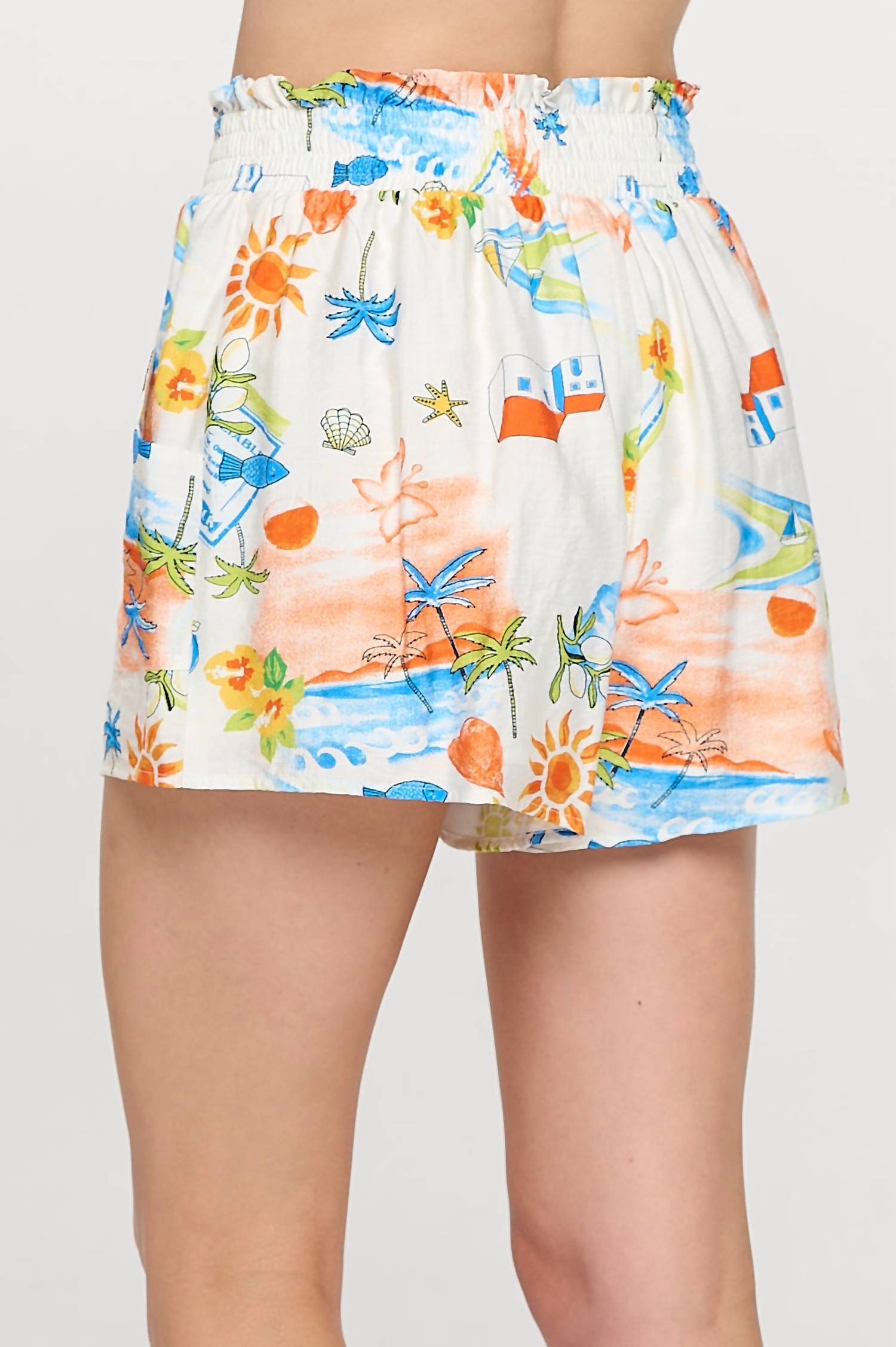 Meet Me in Santorini Mediterranean Daydream Shirt And Shorts Set in santorini mediterranean daydream shirt and shorts set in white multi - women's sleepwear - view 4