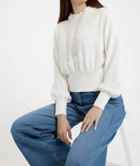 Brodie Cashmere Hilary Hoodie in organic white - women's top