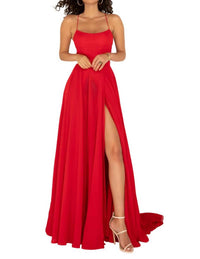 Lucci Lu - Halter Neck Tie String Back Gown