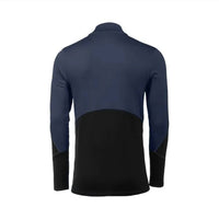 MIZUNO Men's Breath Thermo Half Zip Top in indigo black - men's long sleeve top - detail view