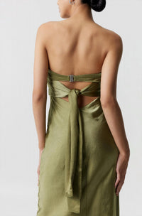 Third Form - Satin Tie Back Strapless Maxi Dress