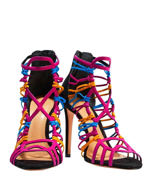 Schutz - Women's Colored Suede Leather Strappy Ankle Heels