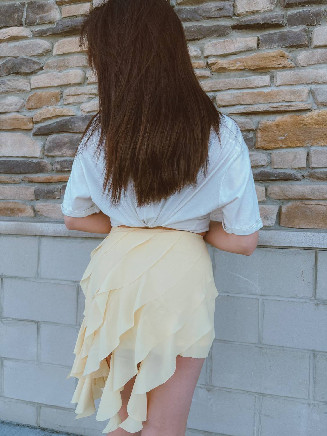 Better With Bubbli Ruffle Mini Skirt in butter yellow - women's skirt - alternate view