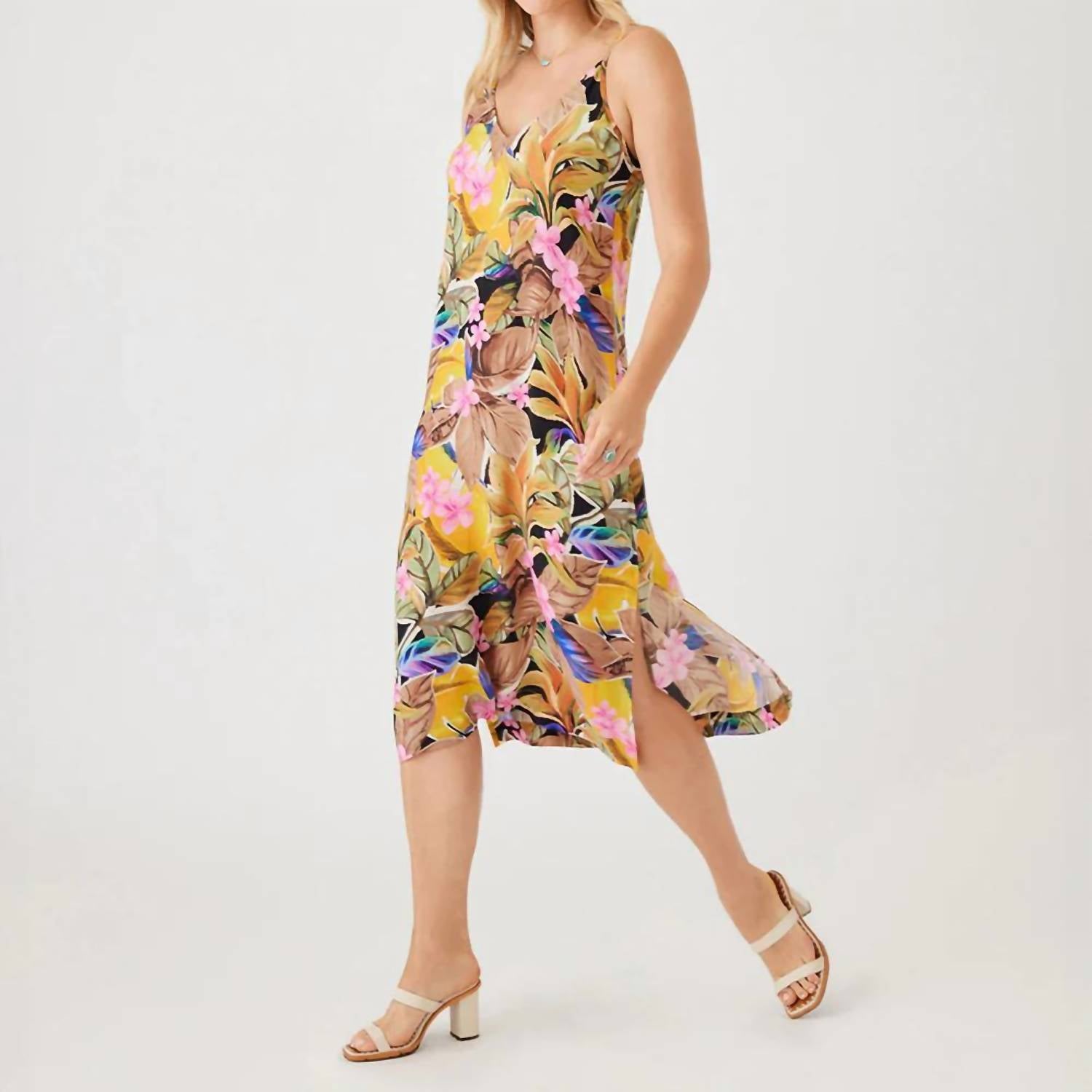Karen Kane - Taryn Tropical Side Midi Slit Dress