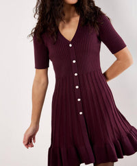 Apricot - Ribbed Fit & Flare Dress
