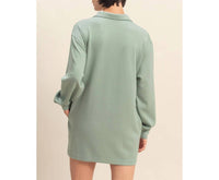 Double Zero - Double Knit Half Zip Up Long Sleeve Mini Dress
