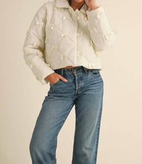 Mable - Women's Quilted Bow Detailed Jacket