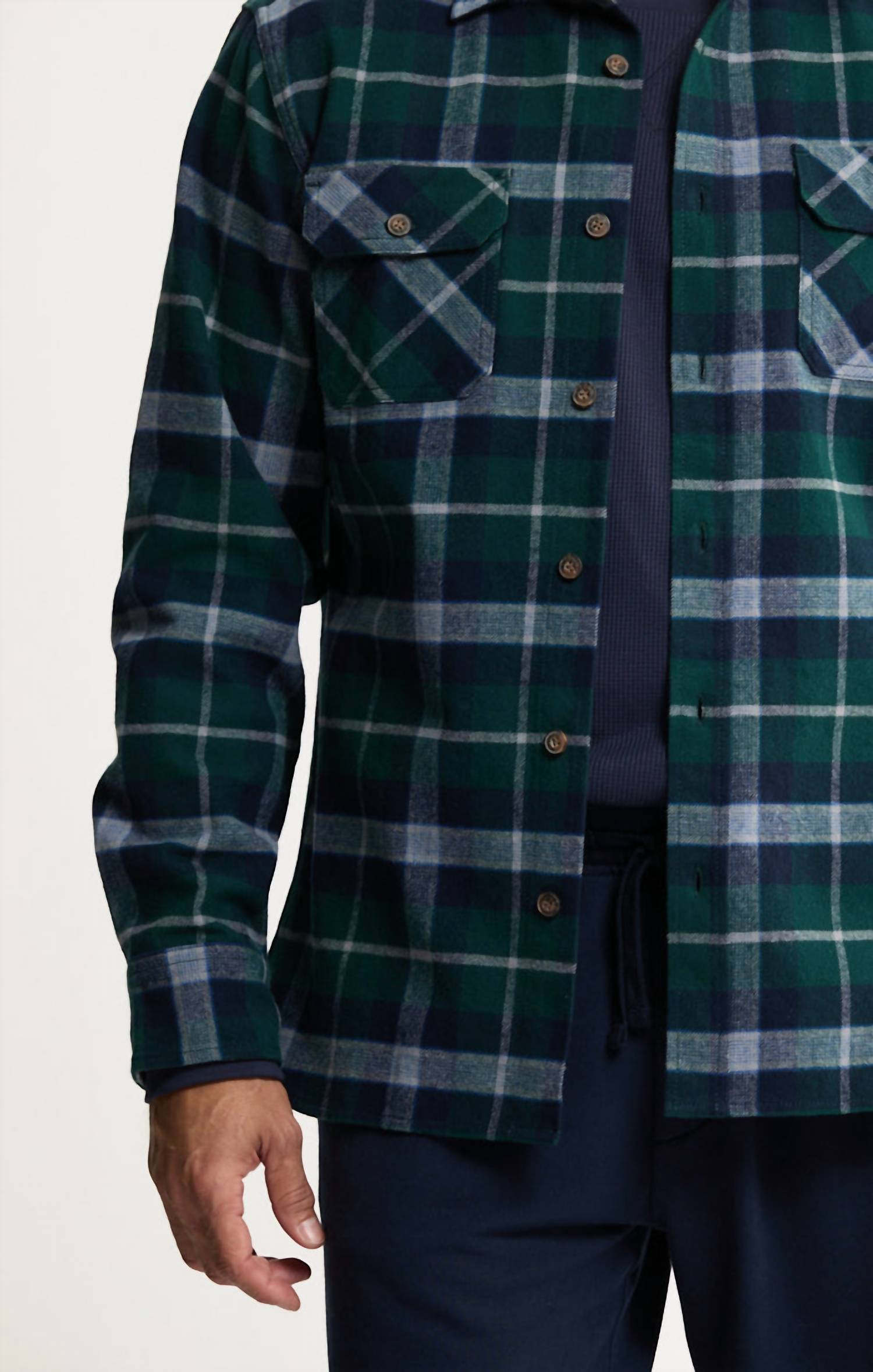 Jachs New York - Brawny Flannel Thermal Crewneck Shirt - 2-pack