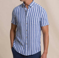 Southern Tide - Seamark Stripe Linen Rayon Short Sleeve Sport Shirt