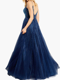 Jovani - Spaghetti Straps Embellished Ballgown