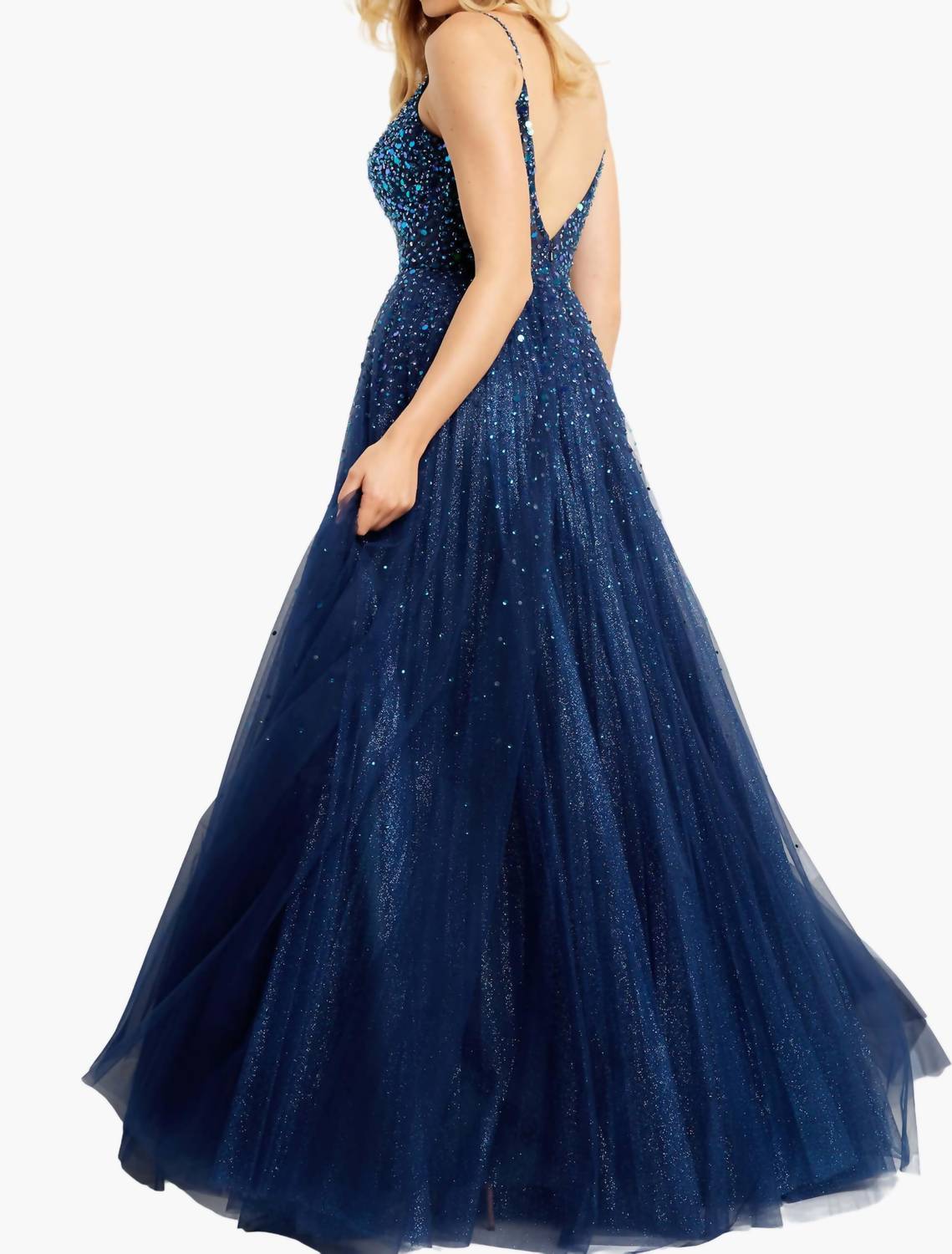 Jovani - Spaghetti Straps Embellished Ballgown