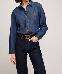 Gentle Fawn Whitney Denim Button Down Shirt in dark wash - women's shirt