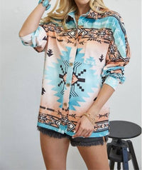 Avery Apparel - Abigail Aztec Print Shacket