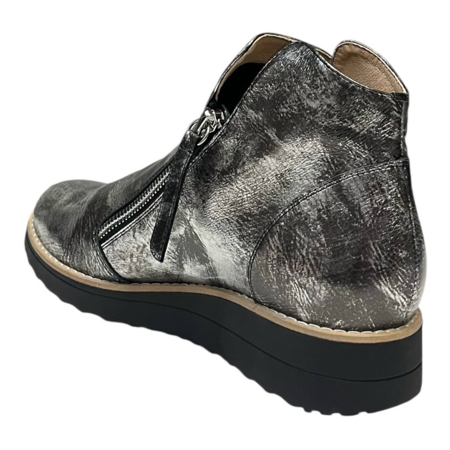 Django & Juliette Women's Smudge Leather Sneakers in metallic black - women's sneaker - view 5