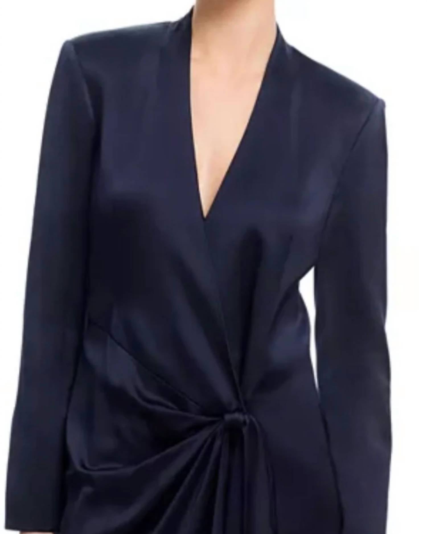 cinq a sept Irma Long Sleeve Dress in blue - women's dress - detail view