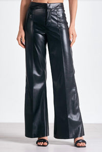 ELAN Faux Leather High Waist Pants in black - women's pants