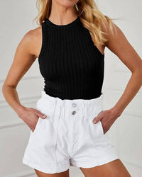 By Together Lia Knit Tank in black - women's tank top