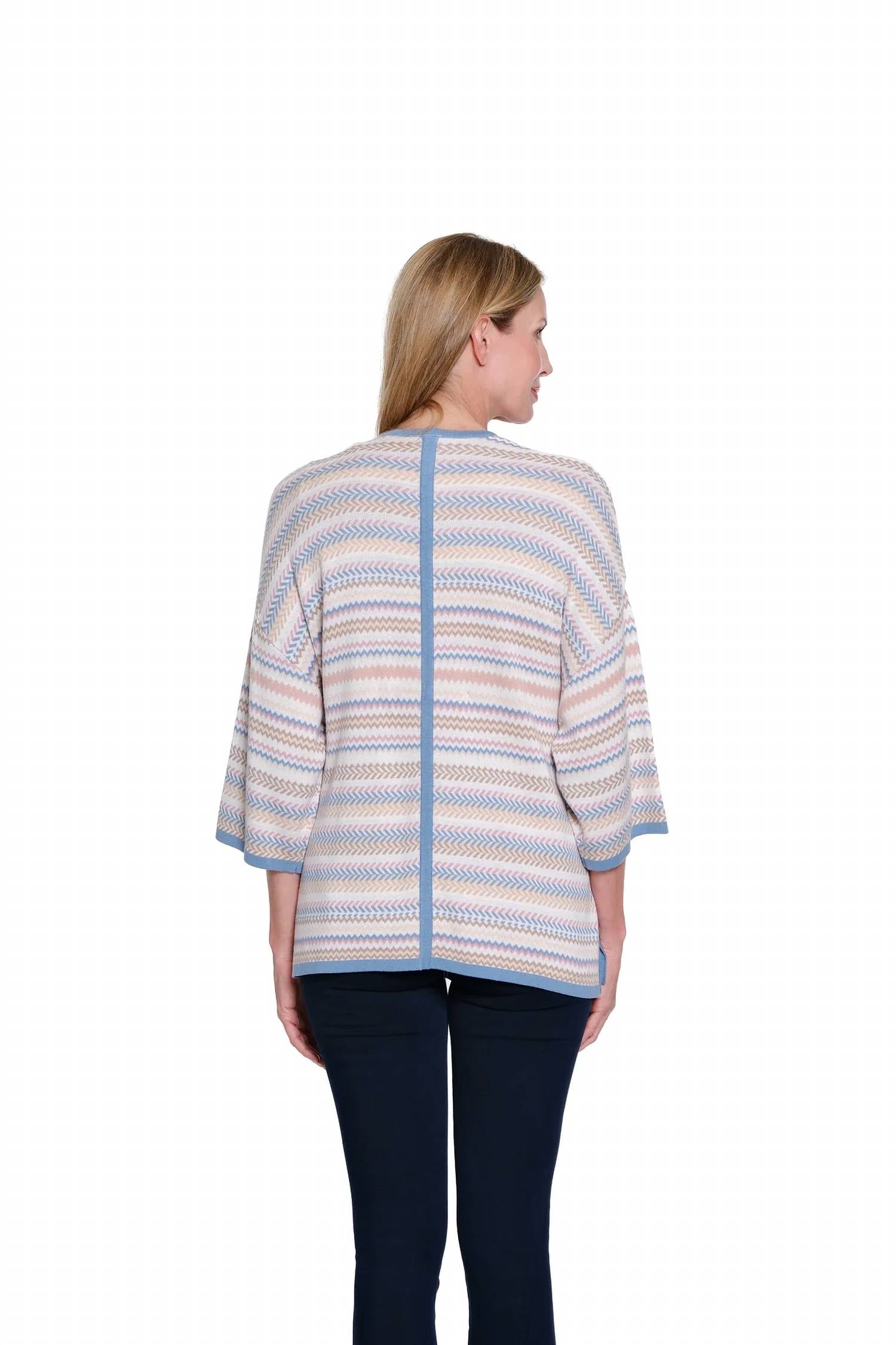 Multiples - Drop Shoulder Open Front Sweater Jacket