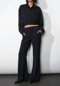 GREYLIN Abigail Drawstring Flared Pants in black - women's pants - view 4