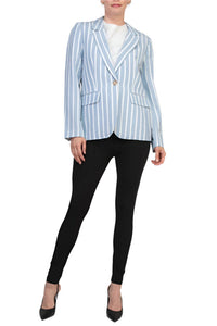 Philosophy - Women's Notched Collar Long Sleeve Linen Cotton Blend Blazer