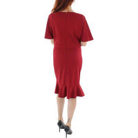 Kasper - Women's Knit Flutter Sleeves Sheath Dress