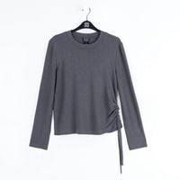 Clara Sun Woo - Scoop Neck Ribbed Sweater With Side Pull