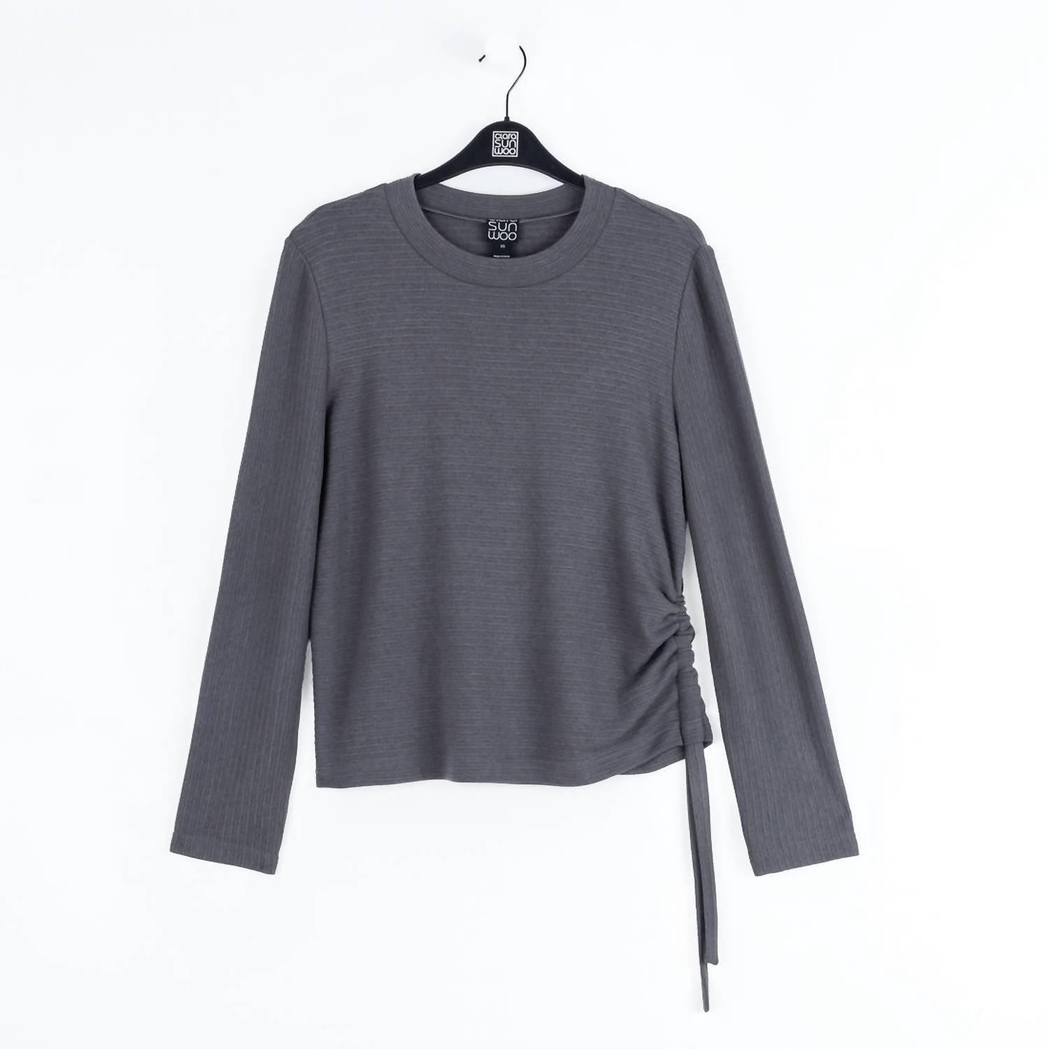 Clara Sun Woo - Scoop Neck Ribbed Sweater With Side Pull