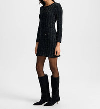 Veronica Beard Channing Knit Mini Dress in black - women's dress - detail view