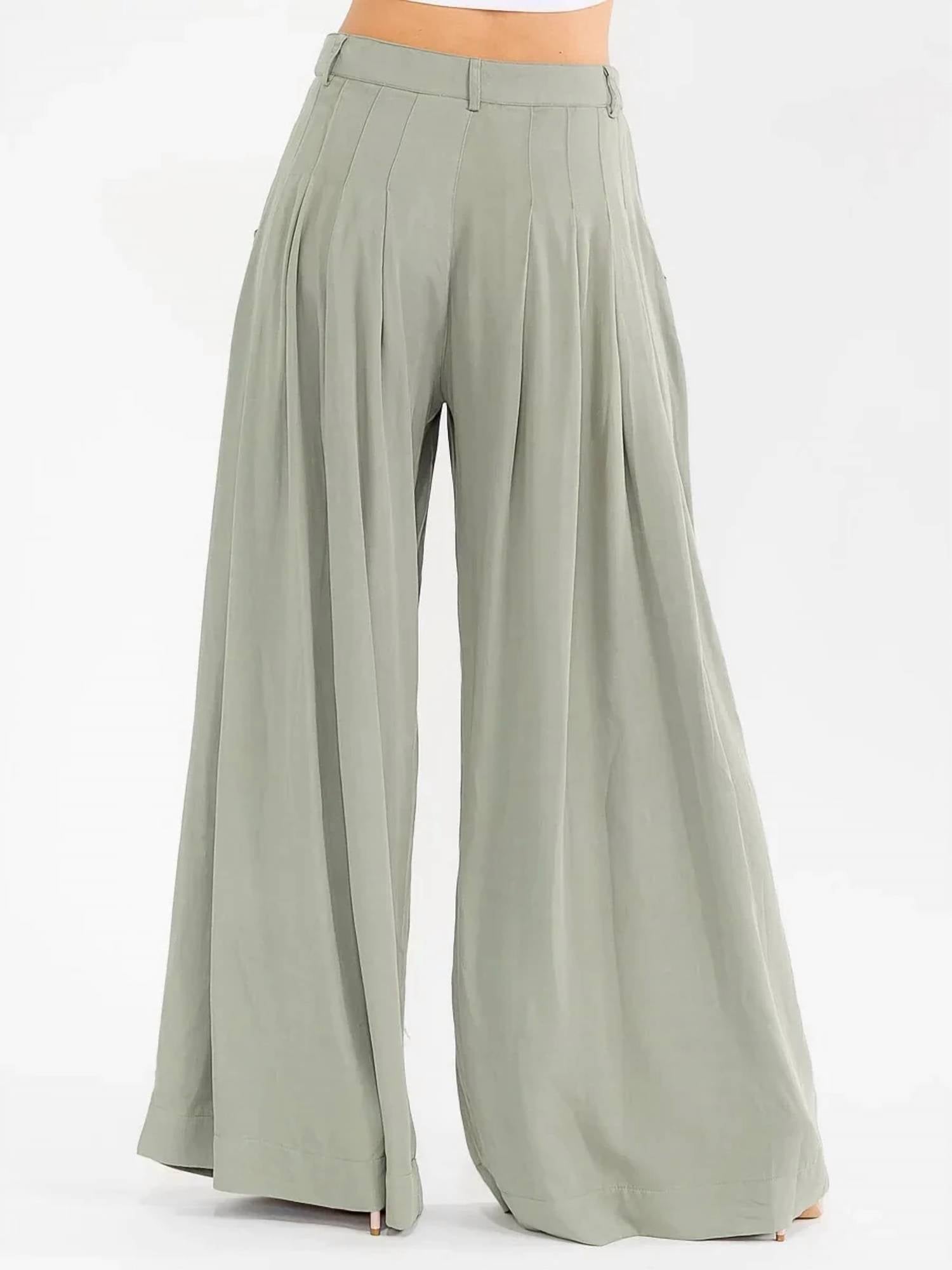 Surelymine - Sage Horizon Wide-Leg Palazzo Pants