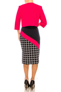 Maya Brooke - Angled Contrast Print Jacket Dress