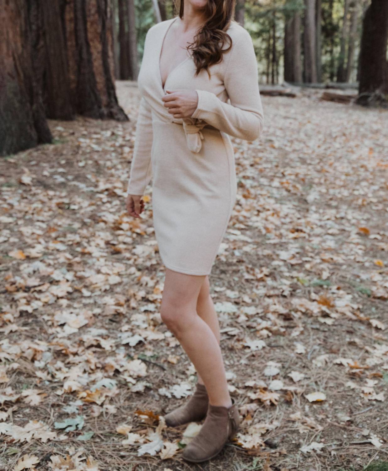 Idem Ditto - Tie Long Sleeve Ribbed Mini Dress