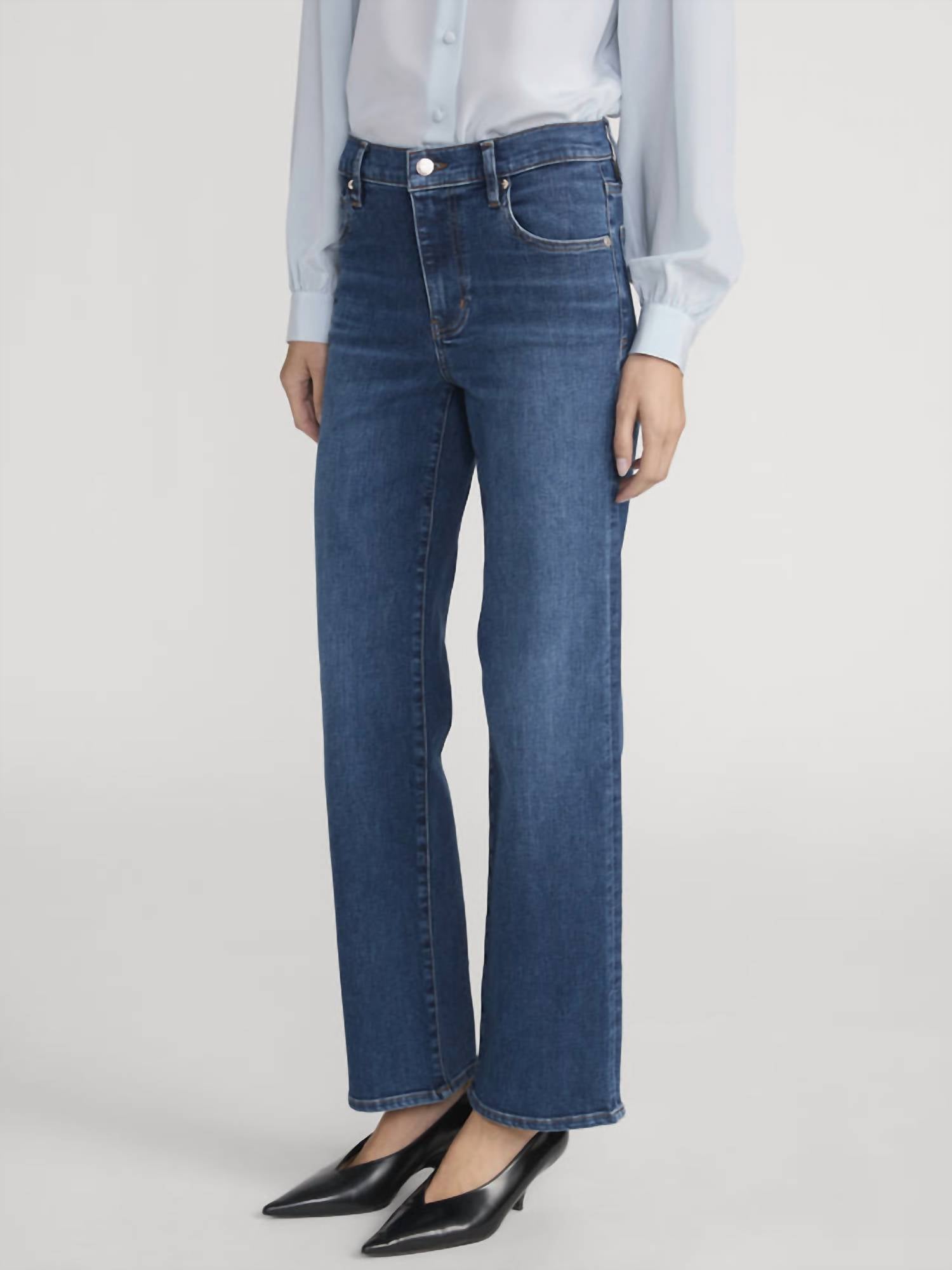 FRAME Mellow Slim Wide Leg Jeans in solace - women's jeans - alternate view