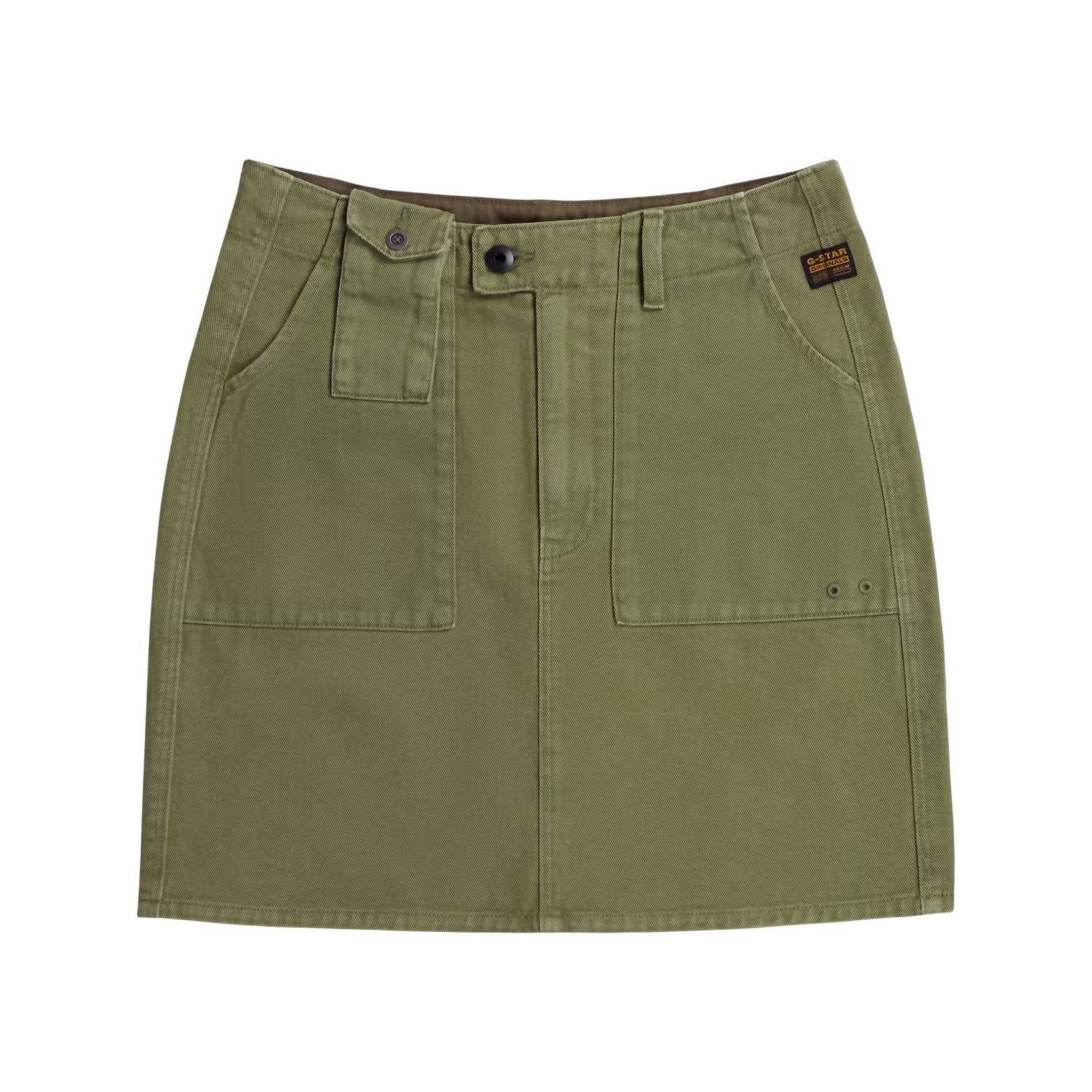 G-Star Short Cargo Denim Patch-pocket Mini Skirt in green - women's skirt - view 6