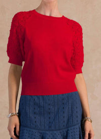 Current Air - Crochet Sleeve Detail Knit Top