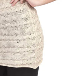 Papillon - Cable Knit Cap Sleeve Sweater Dress With Belt