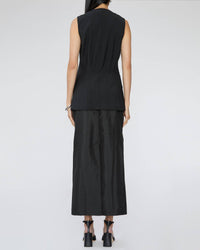 Tibi Recycled Tropical Wool Vest With Blousant Back in black - women's blouse - detail view