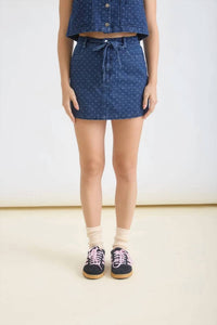Blu Pepper - Polka Dot Belt Tie Mini Skirt