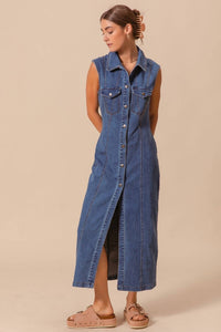 So Me - Button Front Denim Shirt Dress