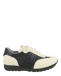 Brioni Men's Panel Woven Runner Sneakers in white black - men's shoe