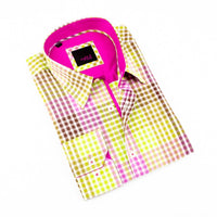 Eight X - Men's Checkered Button Down Shirt With Solid Trim