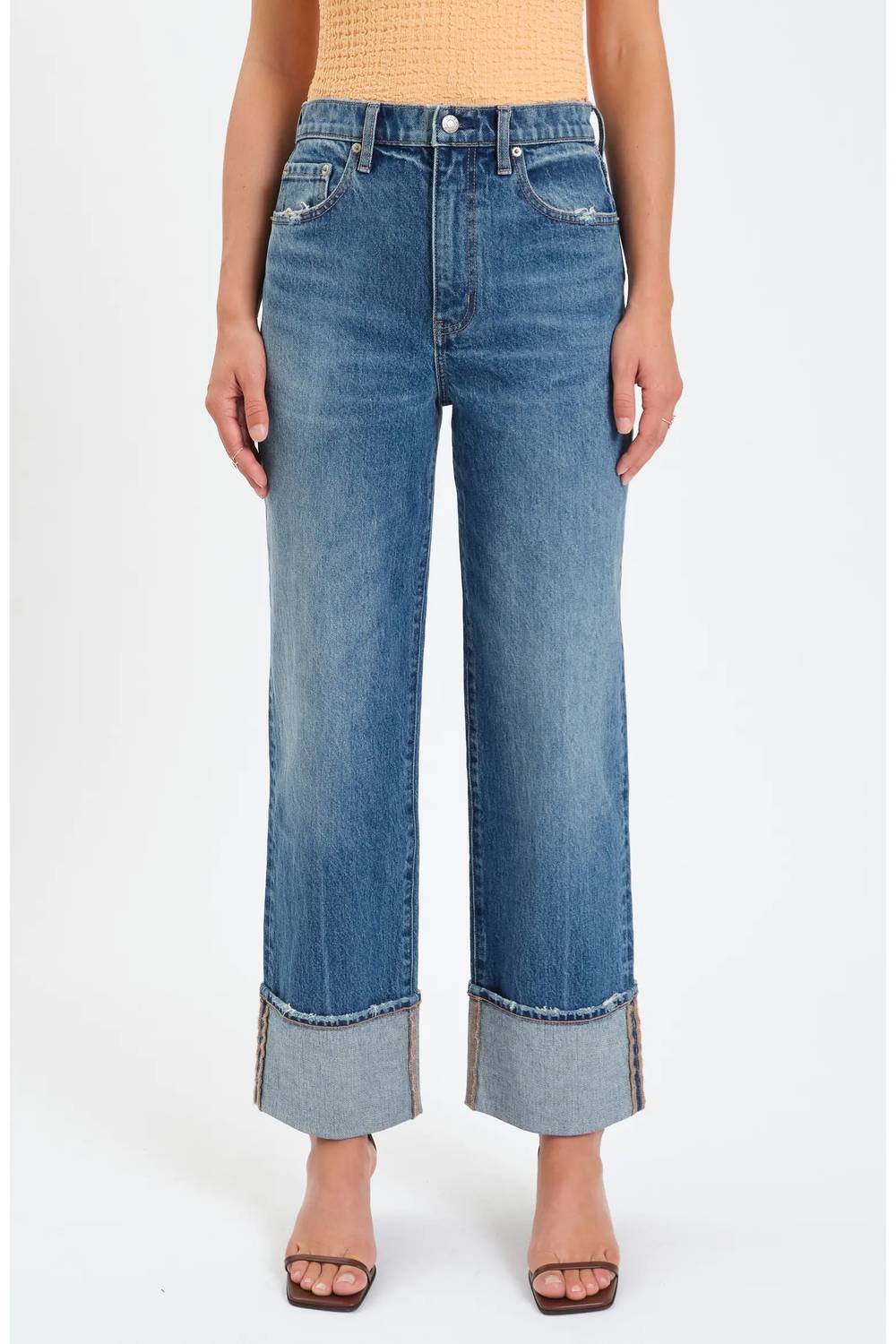 Daze - Eastside High Waist Cuff Crop Straight Leg Jeans